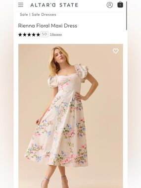 Altar'd State Rienna Floral Maxi Dress - Cream with Pink & Blue Flowers